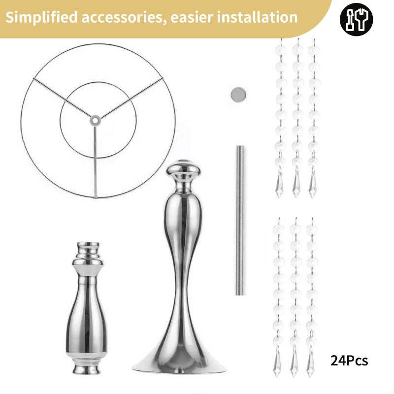 NUPTIO 2 Pcs 21.3 inches Tall Crystal Metal Vase Wedding Road Lead Flower Holders Centerpiece Crystal Flower Chandelier Metal Flower Vase for Reception Tables Wedding Supplies - Image 5